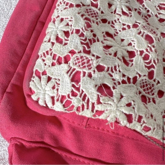 5/$25 Aeropostale Pink Canvas With Cream Crochet Backpack - Picture 11 of 15